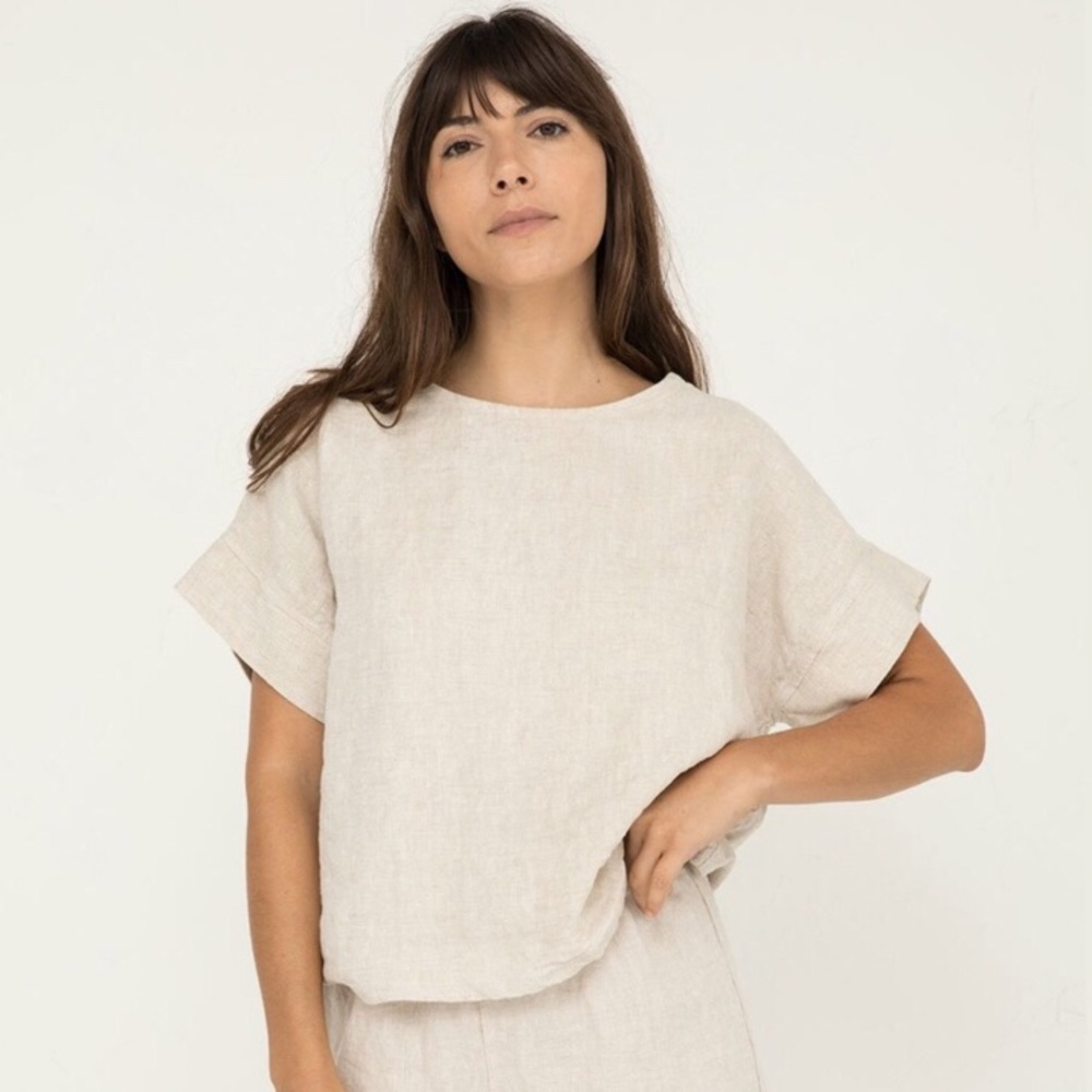 Elizabeth Suzann Georgia Top Flax Midweight Linen OS